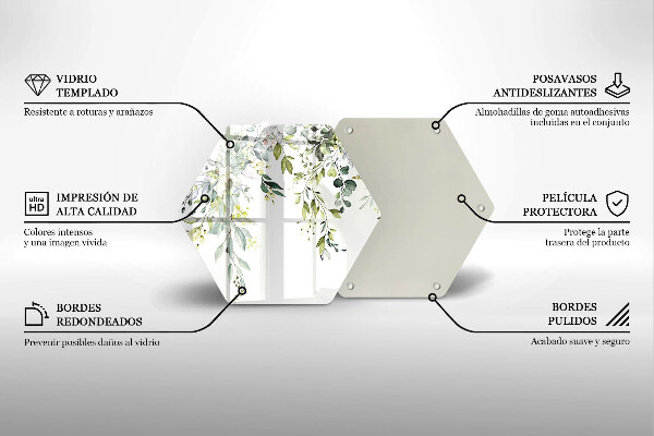 Glass worktop saver Decorative leaves and flowers