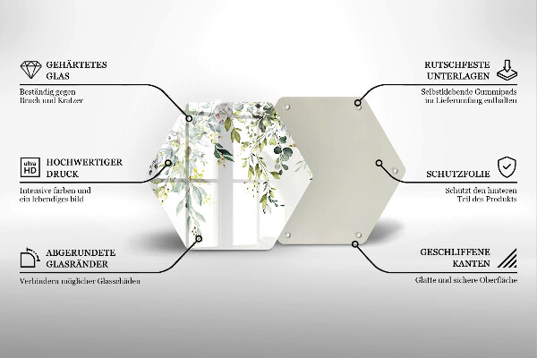 Glass worktop saver Decorative leaves and flowers