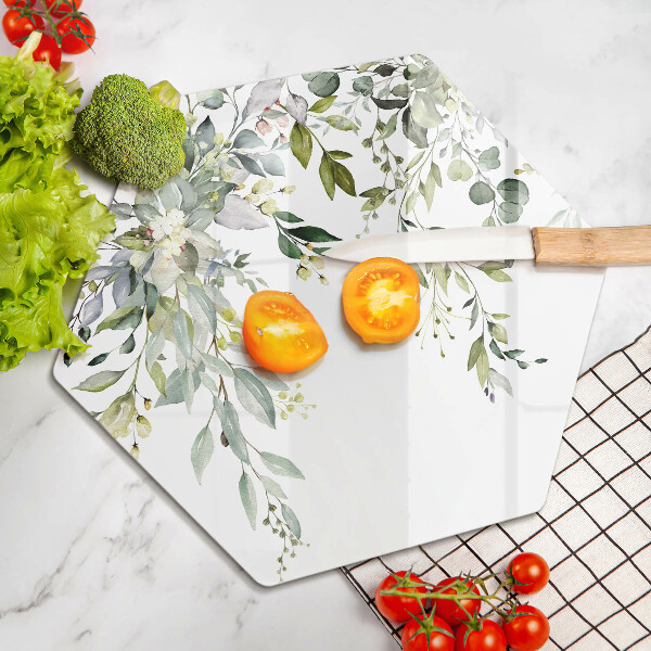 Glass worktop saver Decorative leaves and flowers