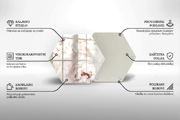 Glass worktop saver Pastel peonies