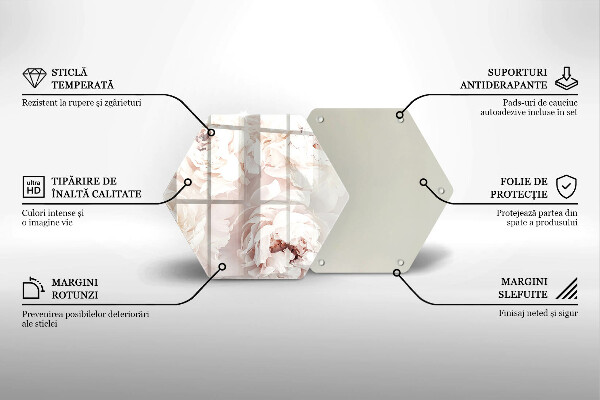 Glass worktop saver Pastel peonies