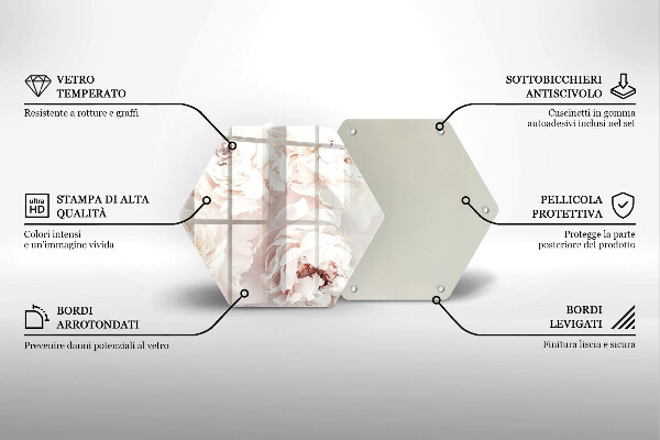 Glass worktop saver Pastel peonies