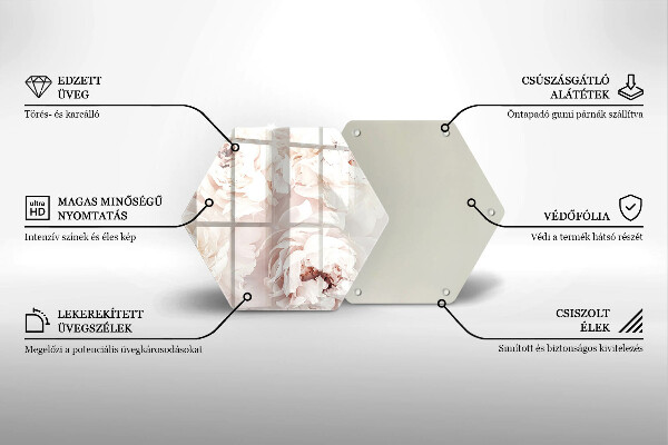 Glass worktop saver Pastel peonies