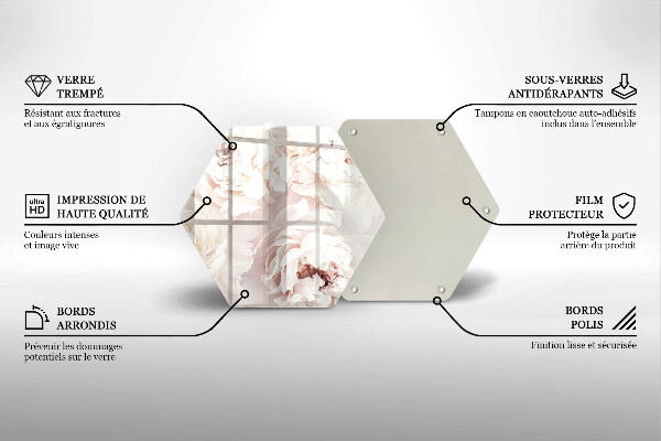 Glass worktop saver Pastel peonies