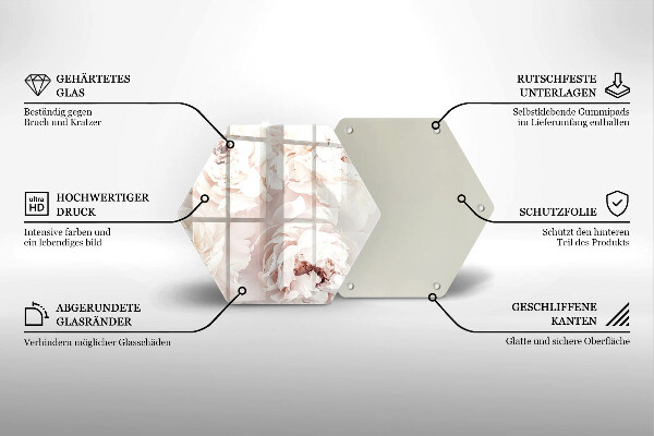 Glass worktop saver Pastel peonies