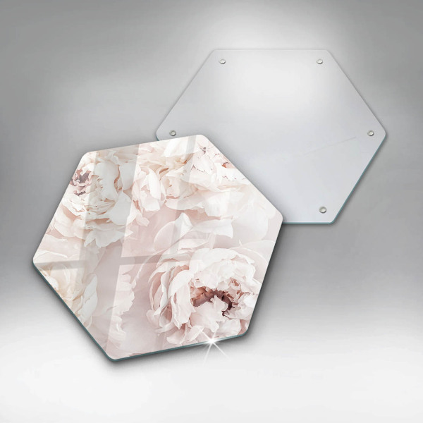 Glass worktop saver Pastel peonies