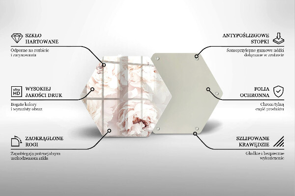 Glass worktop saver Pastel peonies