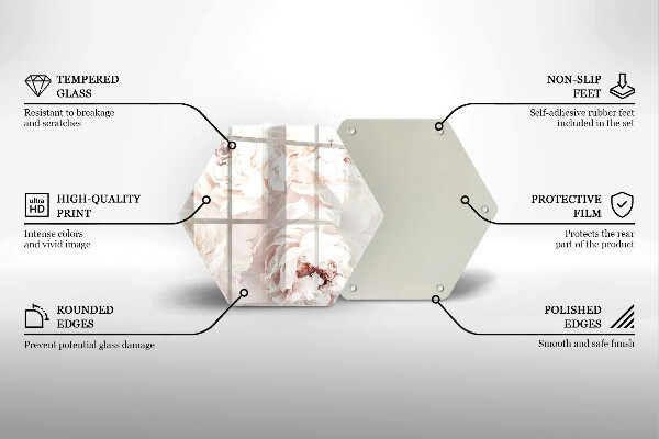 Glass worktop saver Pastel peonies