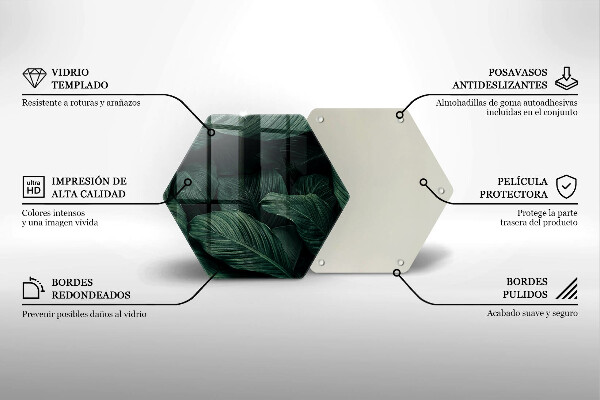 Glass worktop saver Dark leaves