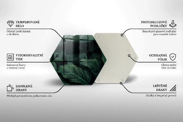 Glass worktop saver Dark leaves