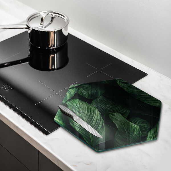 Glass worktop saver Dark leaves