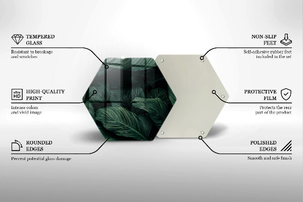 Glass worktop saver Dark leaves