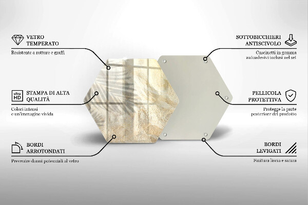 Glass worktop saver Palm sand and leaves