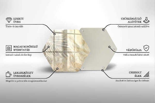 Glass worktop saver Palm sand and leaves