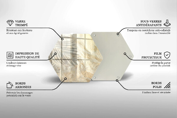 Glass worktop saver Palm sand and leaves