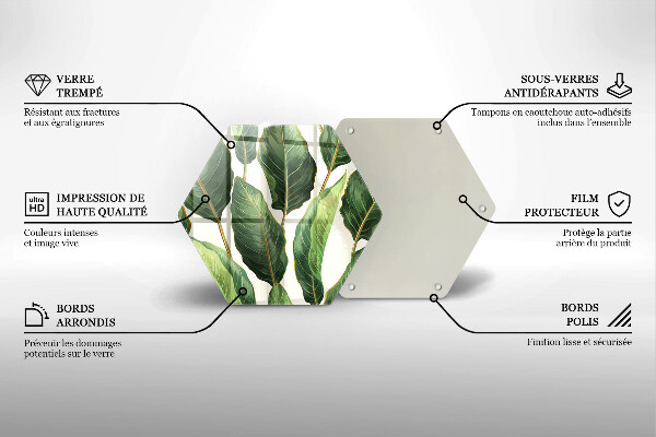 Glass worktop saver Banana leaves