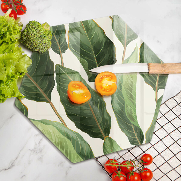 Glass worktop saver Banana leaves