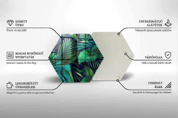 Glass worktop saver Illustration of the jungle leaves