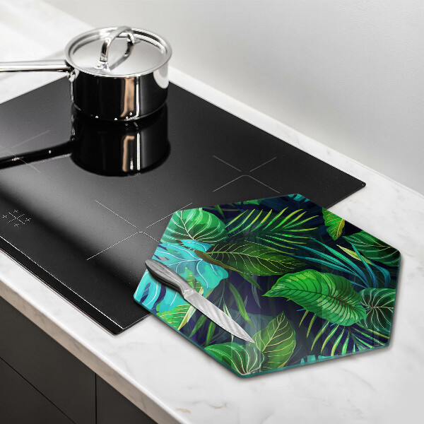 Glass worktop saver Illustration of the jungle leaves