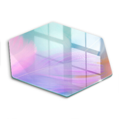 Glass worktop saver Pastel feathers