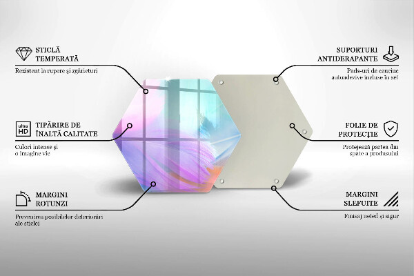 Glass worktop saver Pastel feathers