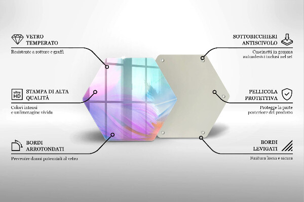 Glass worktop saver Pastel feathers