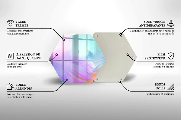 Glass worktop saver Pastel feathers