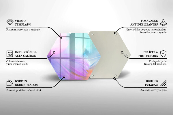 Glass worktop saver Pastel feathers