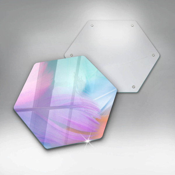 Glass worktop saver Pastel feathers