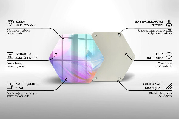 Glass worktop saver Pastel feathers