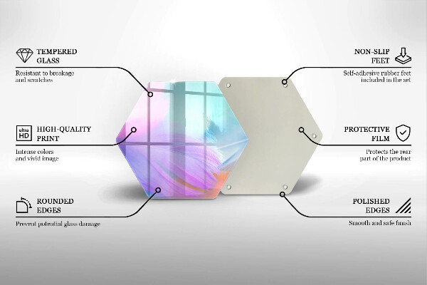 Glass worktop saver Pastel feathers