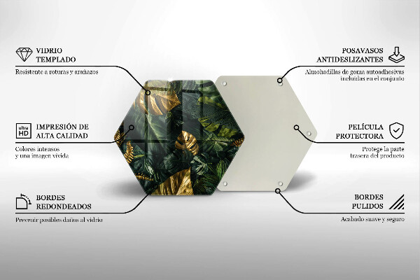 Chopping board Monstera golden leaves