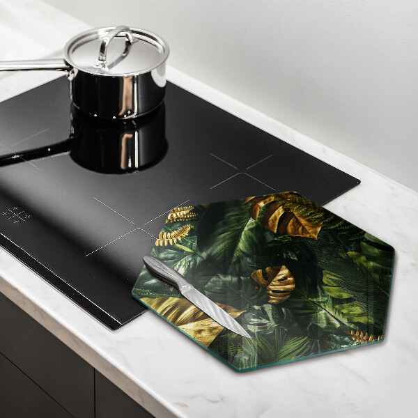 Chopping board Monstera golden leaves