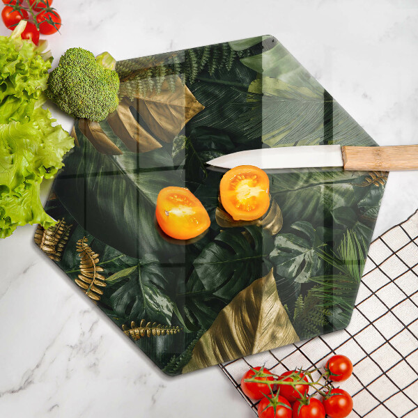 Chopping board Monstera golden leaves