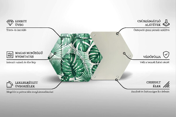 Glass chopping board Monstera leaves