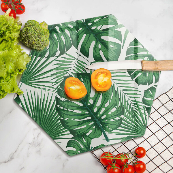 Glass chopping board Monstera leaves