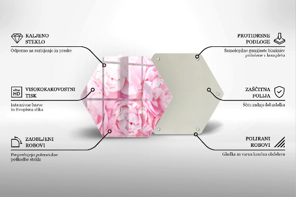 Glass chopping board Delicate peonies