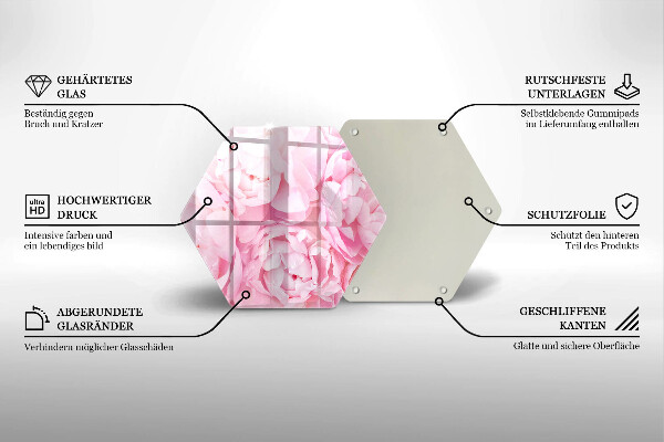 Glass chopping board Delicate peonies