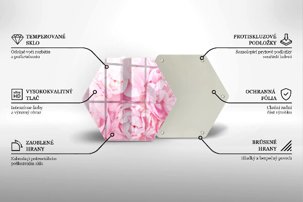 Glass chopping board Delicate peonies