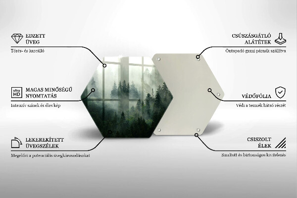 Chopping board glass Landscape of a hazy forest