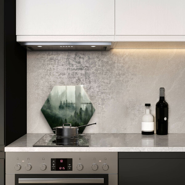 Chopping board glass Landscape of a hazy forest