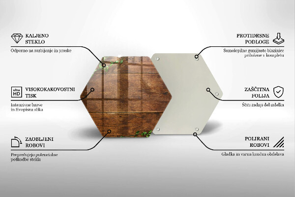 Chopping board glass Wooden boards and leaves