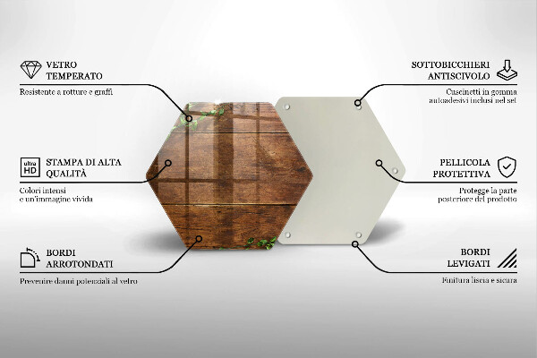 Chopping board glass Wooden boards and leaves