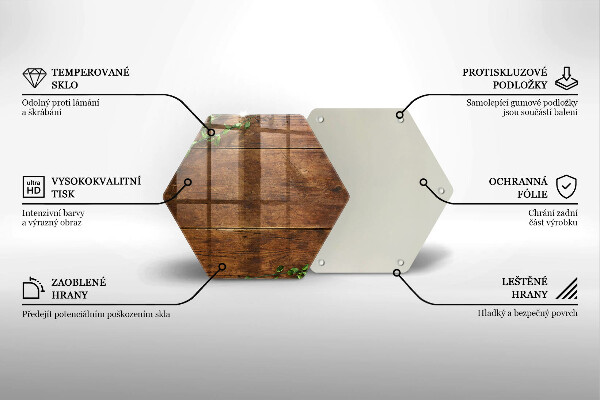 Chopping board glass Wooden boards and leaves