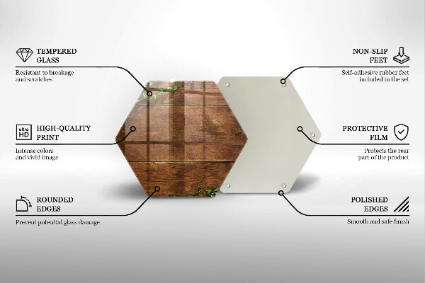 Chopping board glass Wooden boards and leaves