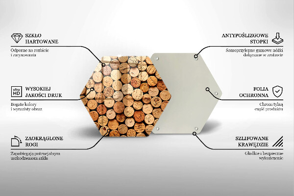 Chopping board glass Wine corks pattern