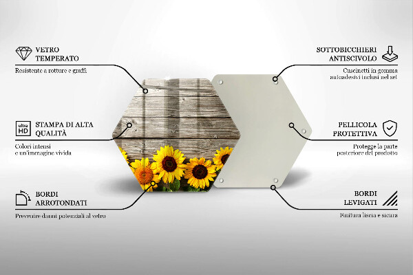 Chopping board glass Sunflowers on the boards