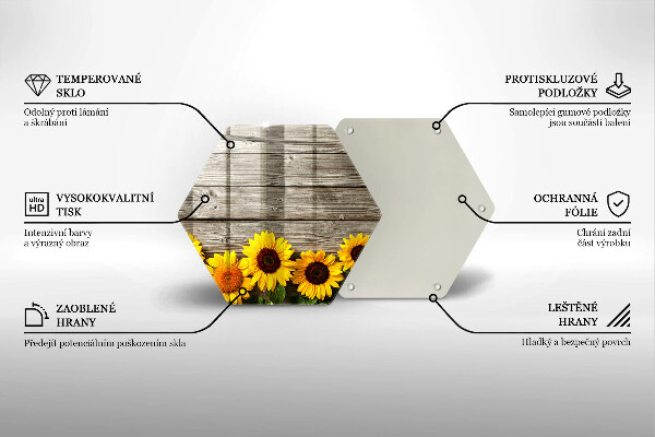 Chopping board glass Sunflowers on the boards