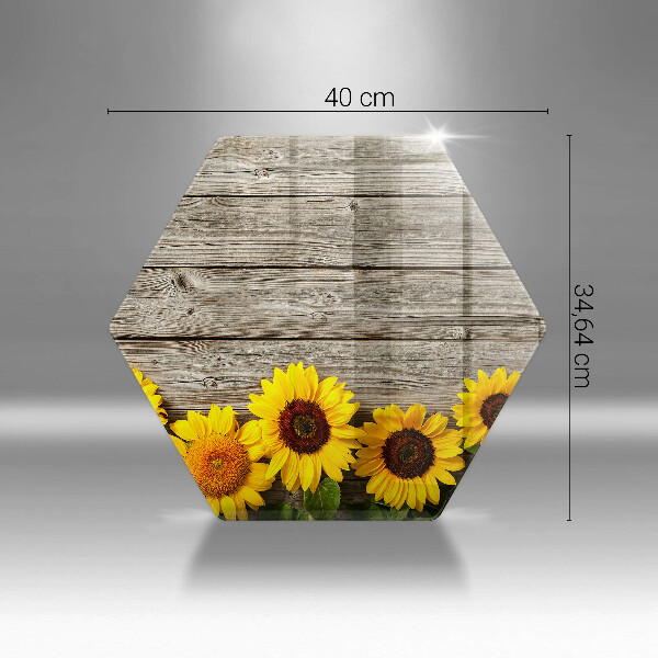 Chopping board glass Sunflowers on the boards