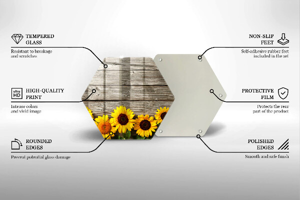Chopping board glass Sunflowers on the boards
